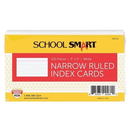 SCHOOL SMART School Smart 088706 3 x 5 In. Ruled Index Card; White; Pack - 100 88706
